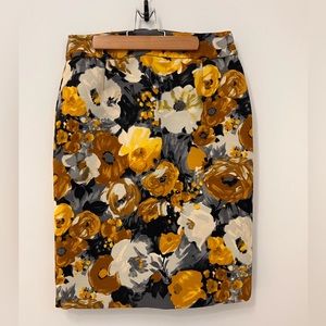 J Crew Wool & Silk Floral Pencil Skirt